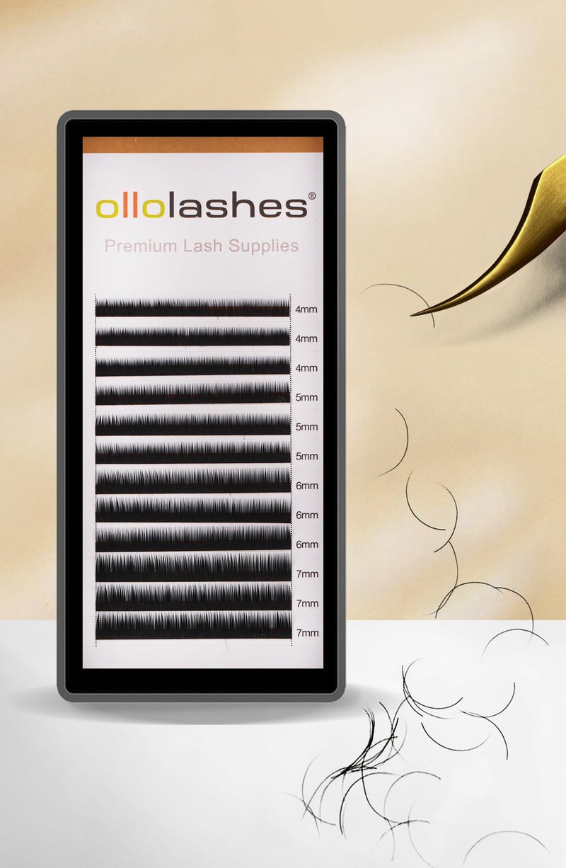 OLLOLASHES Bottom Lash Extension J Curl 005mm Mix47mm 4mm 5mm 6mm 7mm Black Color Bottom Lash Extensions Professional Supplies for Lash Techs BottomJ005 47mm